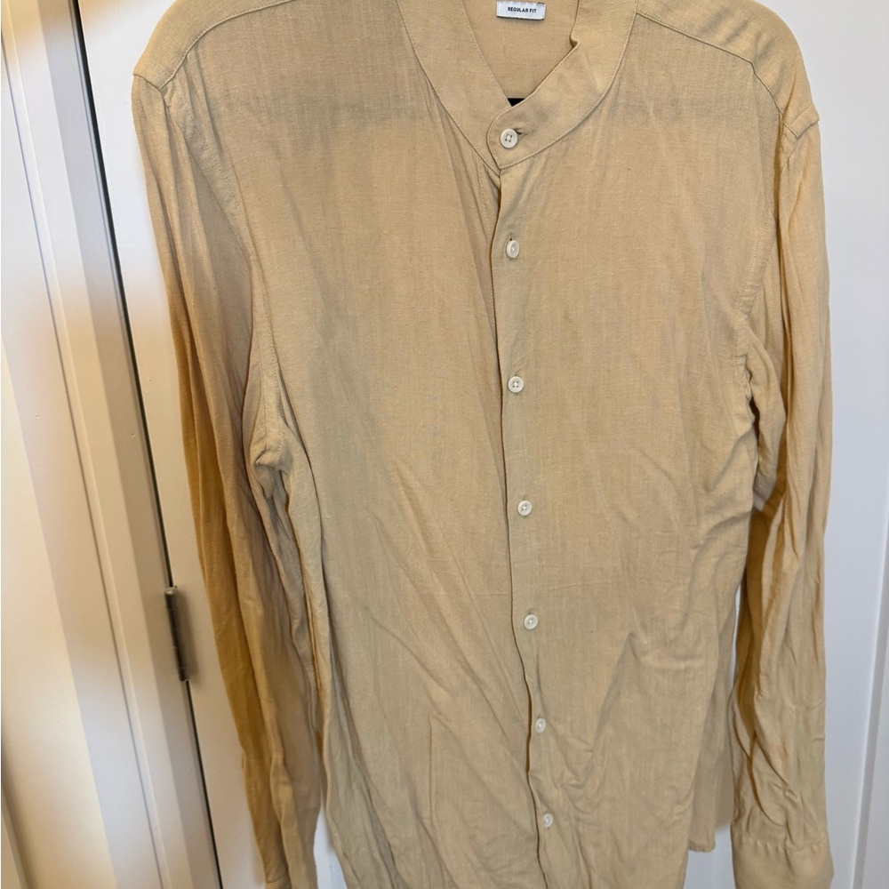ZARA Sand Linen-Blend Shirt – Minimal Old Money Aesthetic